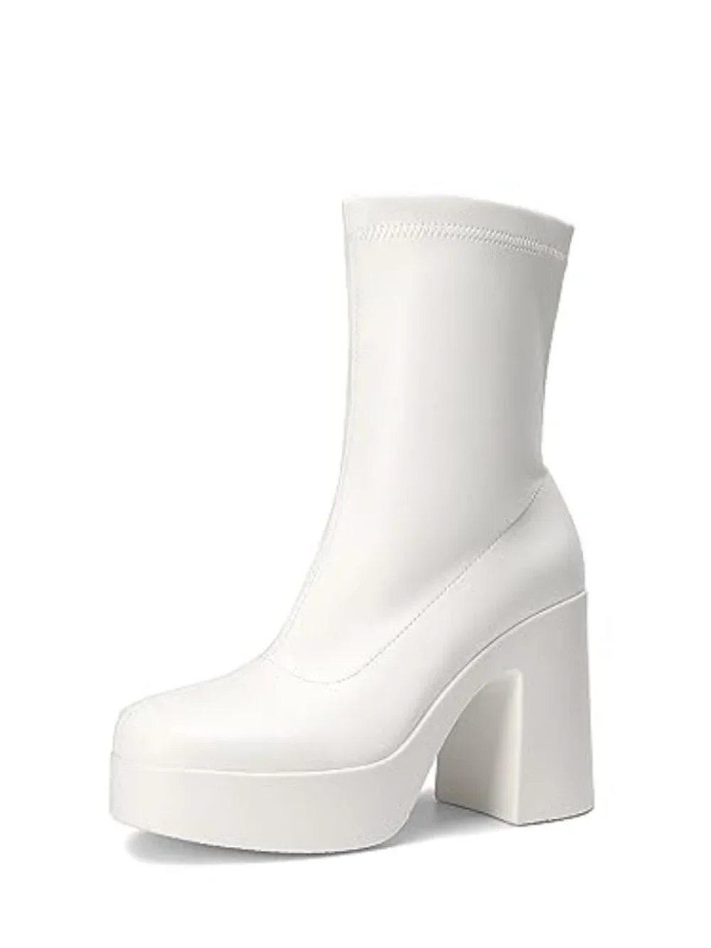 Platform Gogo Ankle Boots Chunky Block Heel Square Toe Booties